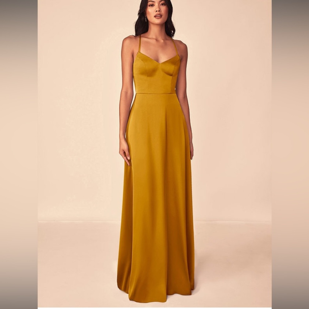 Azazie Mei Mustard Maxi Dress